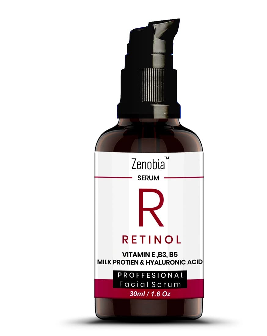 Zenobia Retinol Serum with Hyaluronic Acid - Anti-Aging Night Face Serum for Wrinkles, Smoothing & Brightening - 30ml Facial Skin Care for Women & Men | Perfect for Night Routine & Dry Skin Treatment