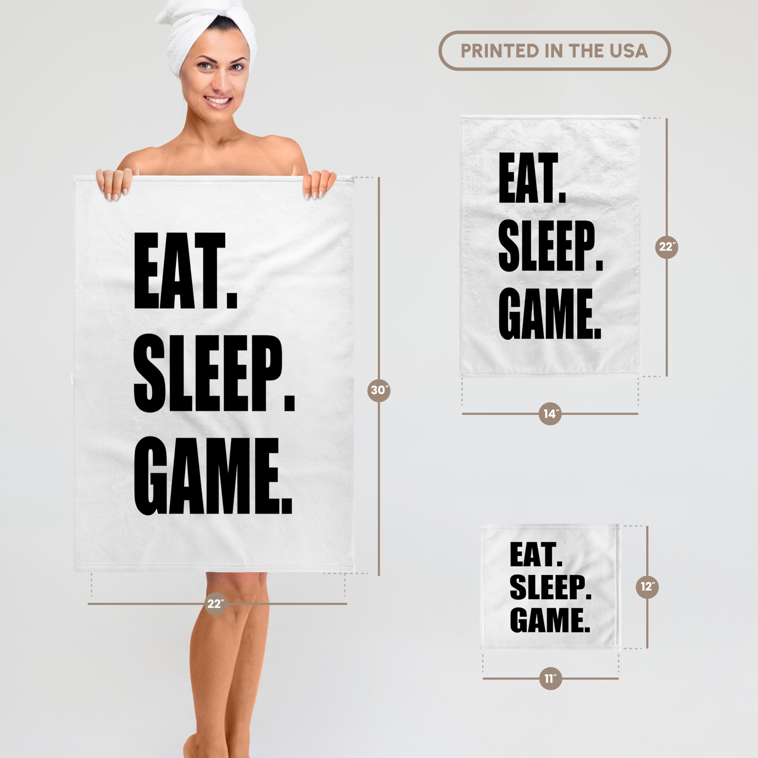 3D Rose Eat Sleep Game Repeat Black Text Video Gamer Towel - 15