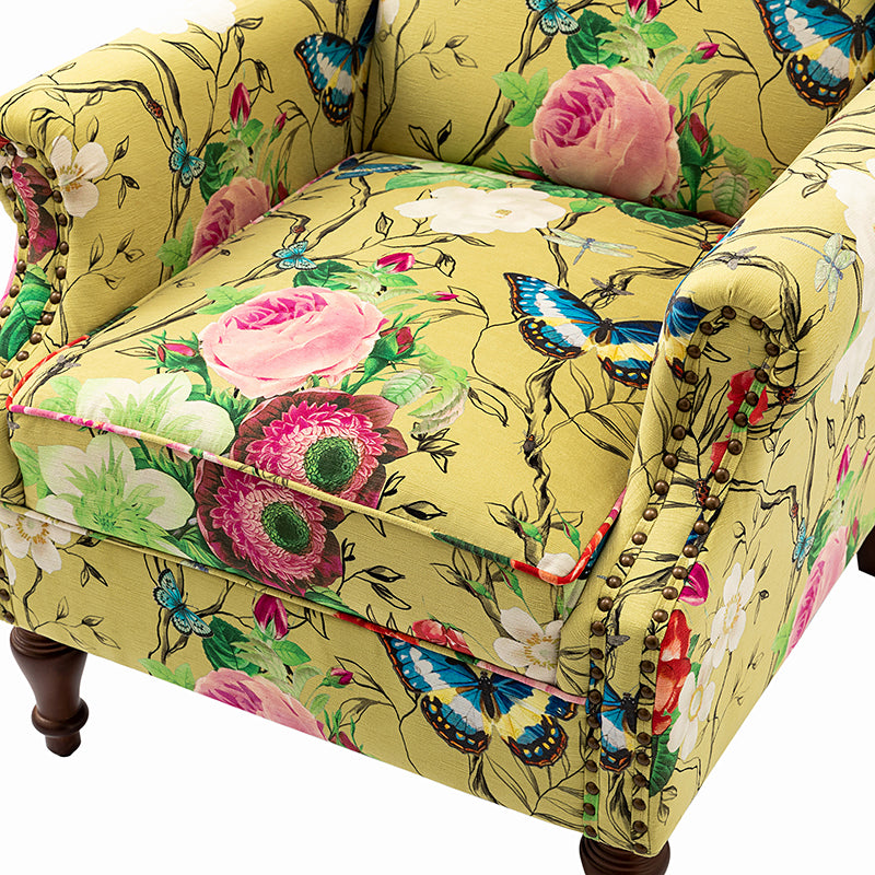 Felix Upholstered Wingback Armchair with Spindle Legs - Comfortable Living Room Chair for Reading & Relaxing - Perfect for Home Office, Bedroom or Lounge Area