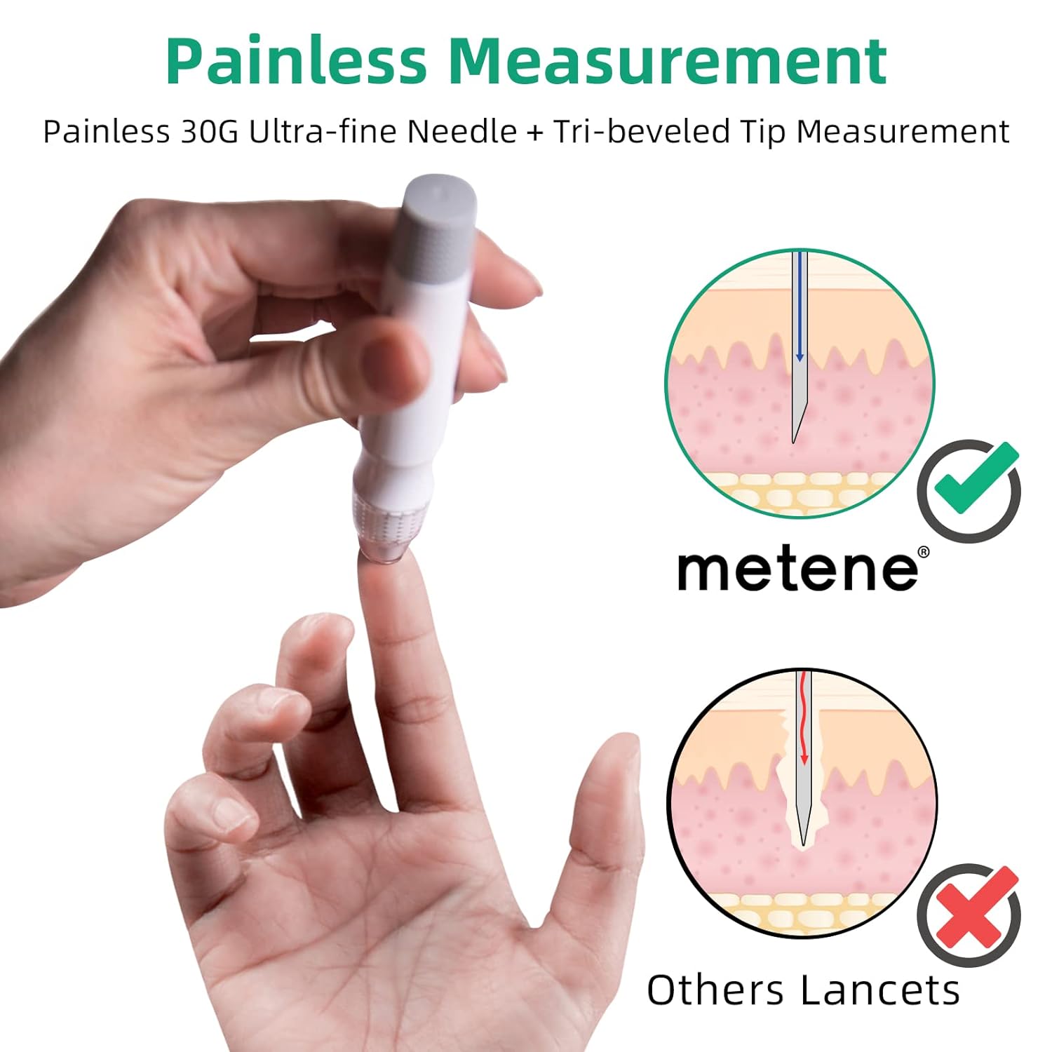 Metene Twist Top Lancets for Lancing Devices - 310 Count, 30 Gauge Diabetic Lancets for Blood Sugar Testing | Painless Glucose Monitoring | Ideal for Home Use & Travel Diabetes Care