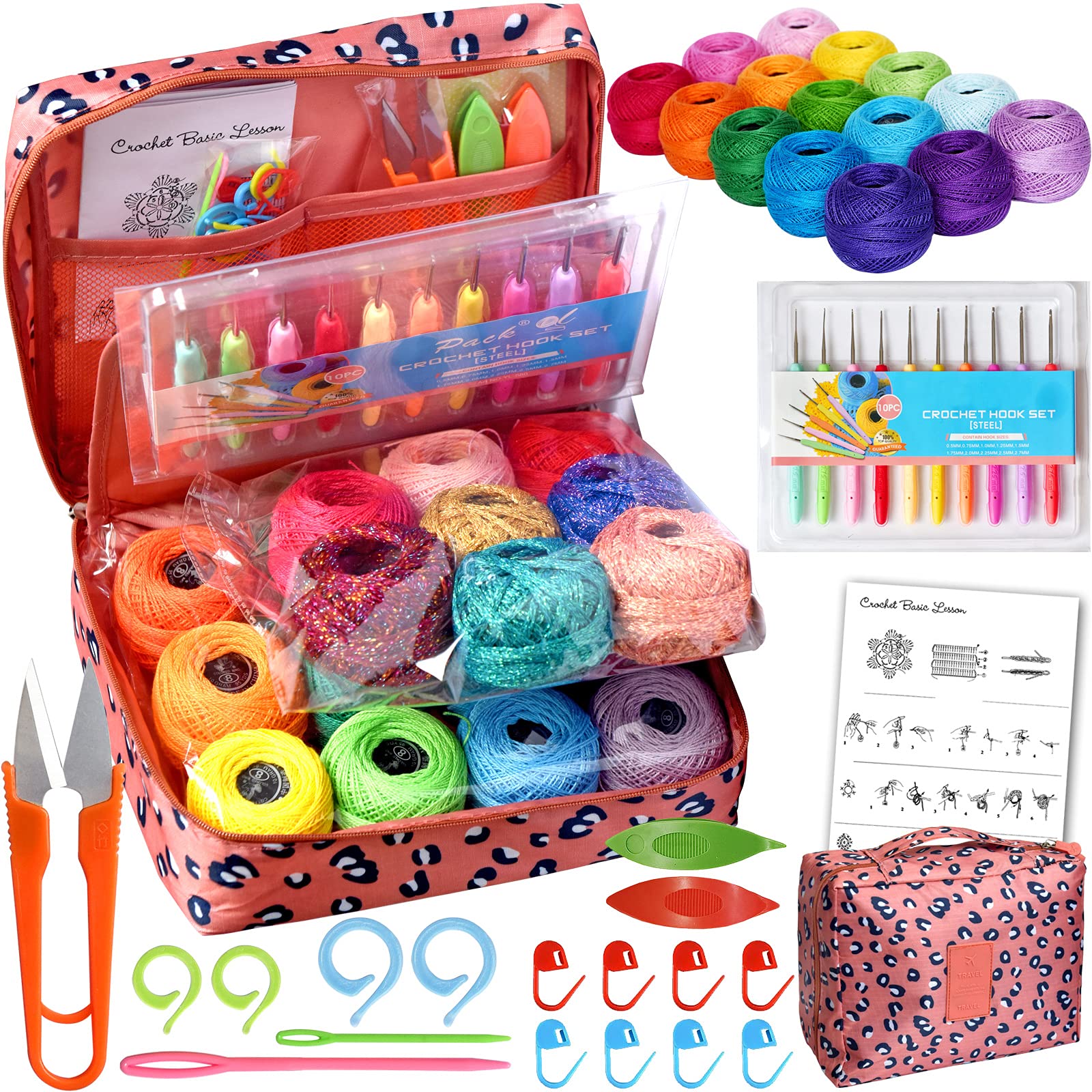 20 Pack Colorful Crochet Thread Yarn for Knitting & Crafting - Soft Cotton DIY Yarn Kit for Beginners - Perfect for Scarves, Hats, Amigurumi & Home Decor Projects