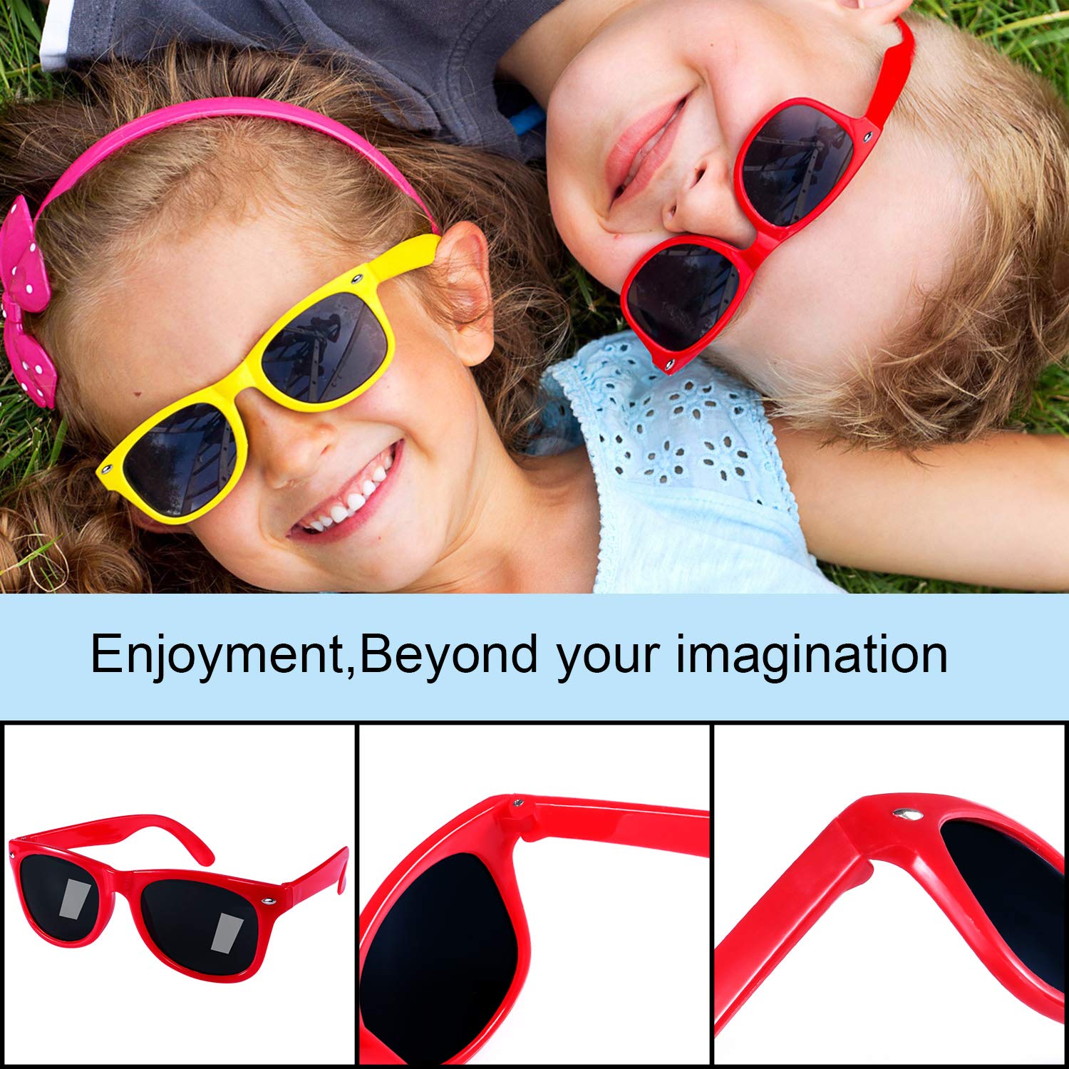 GINMIC Kids Sunglasses 12-Pack - Neon Sunglasses for Boys & Girls - UV Protection Party Favors - Perfect for Birthday Parties, Beach, Pool & Outdoor Activities - Fun Gift & Party Supplies