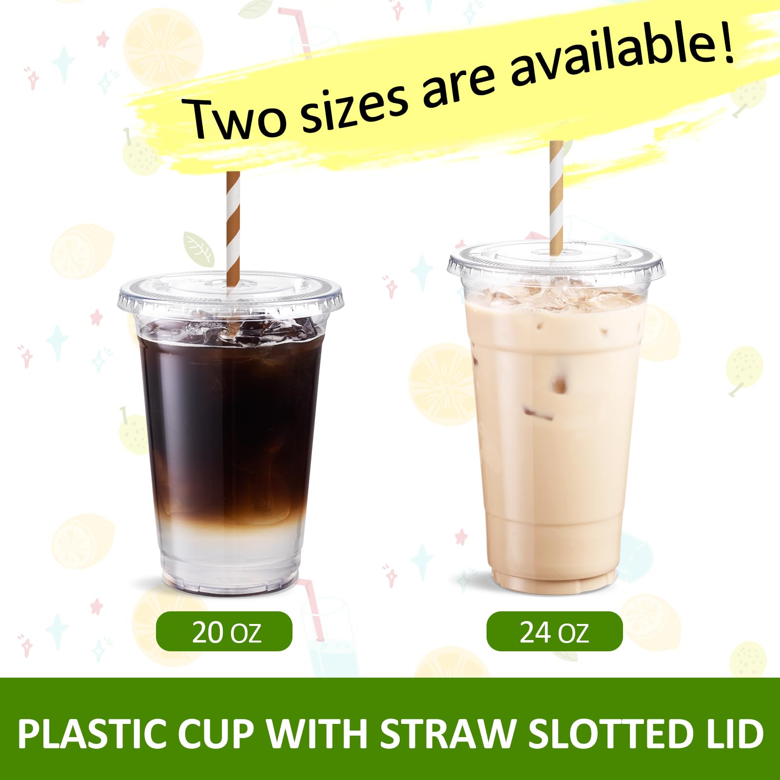 Eupako 24 oz Clear Plastic Cups with Lids - 50 Sets Disposable Cold Drink Cups for Iced Coffee, Smoothies, Bubble Tea & Takeout - Perfect for Parties, Picnics, and Coffee Shops