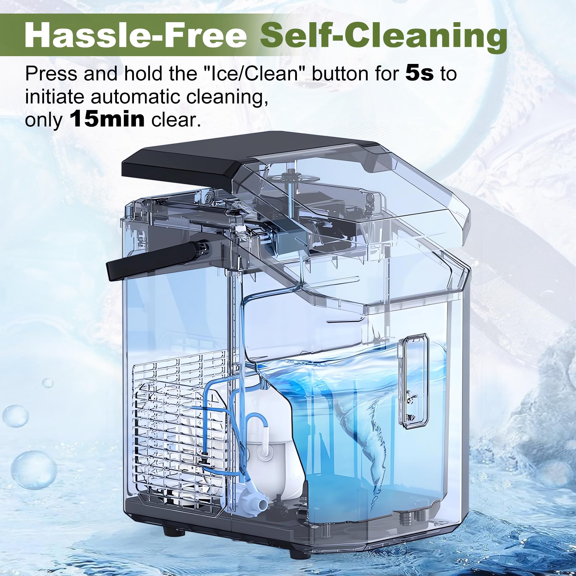 NicBex Countertop Nugget Ice Maker - 34Lbs/24H Self-Cleaning Portable Ice Machine with One-Button Operation for Home, Kitchen, Bar, Office & Parties - Perfect for Cocktails, Iced Coffee & Entertaining (Black)