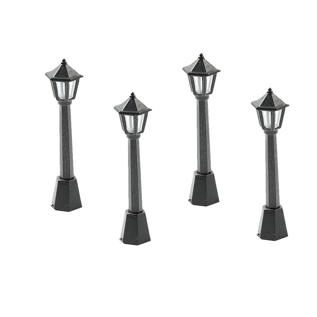 Exceart 4-Piece Miniature Resin Street Lights - Outdoor Fairy Garden Decor, Christmas Decoration, Kids Toys & Model Streetlamps for Mini Gardens, Patios & Holiday Displays