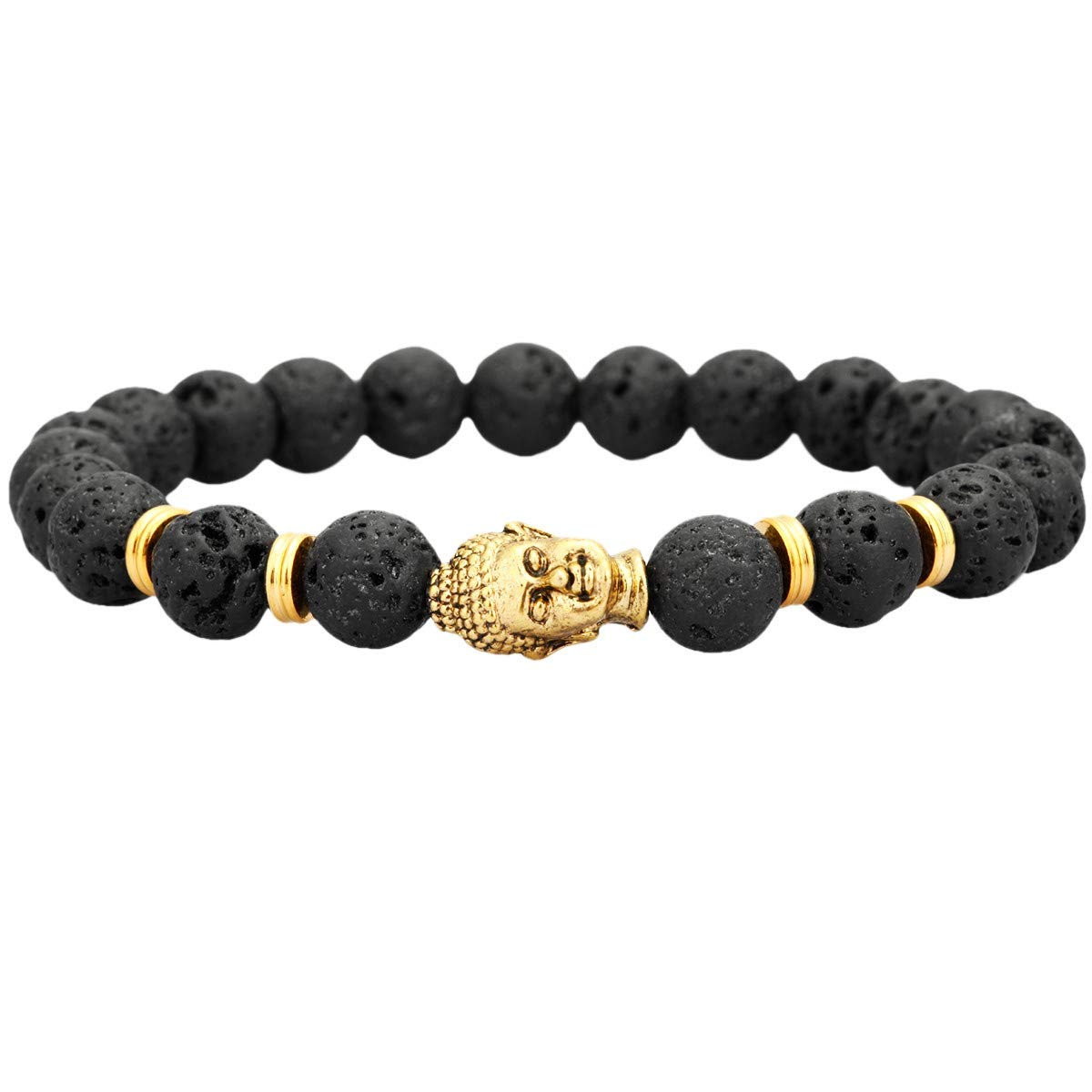 Natural Lava Rock Beads Bracelet for Men & Women - 8mm Chakra Healing Stone Bracelet with Aromatherapy Essential Oil Diffuser - Yoga, Meditation & Spiritual Gift