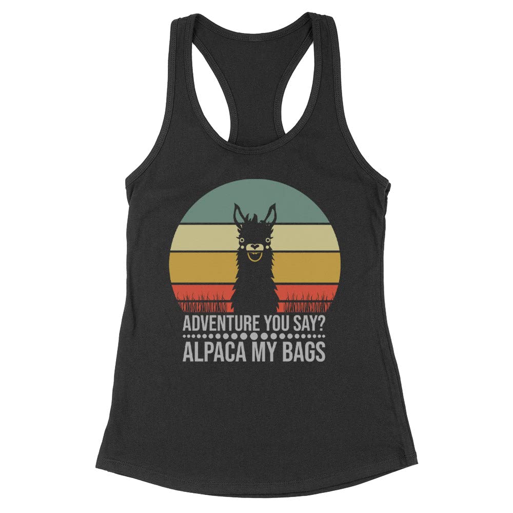 Women's Fitted Racerback Alpaca Tank Top - Soft Adventure Travel Tee for Hiking, Yoga & Summer Outfits