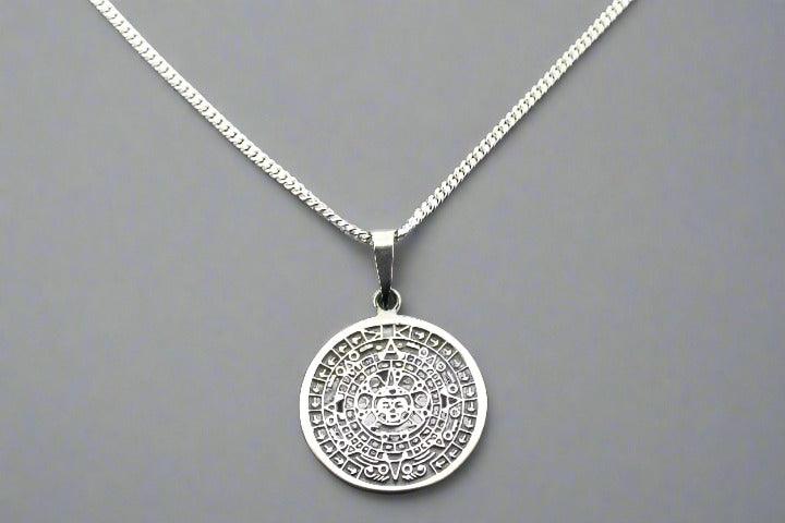 Authentic Mayan Calendar Pendant Necklace - 55cm Medium Link Chain - Perfect for Spiritual Gifts, Boho Jewelry & Cultural Fashion Accessories