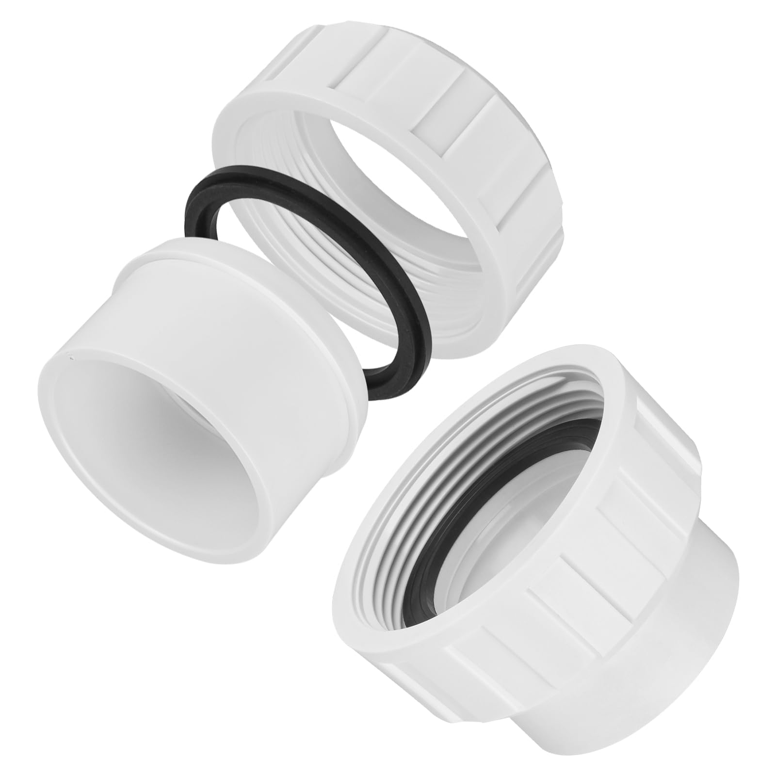Raypack Pool Heater Replacement Parts - 2-Inch PVC Connector Heater Flange 006723F with Nut - Compatible with Rheem Pool Heaters (2-Pack) - Perfect for Pool Heating System Repairs and Maintenance