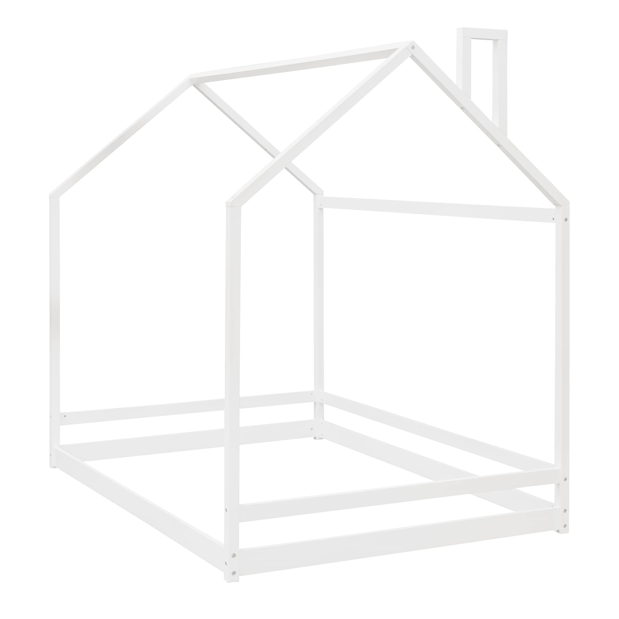 Harper & Bright Designs Full Size House Bed for Kids - Wooden Toddler House Bed Frame with Roof for Girls & Boys Bedroom Furniture (White) - Perfect for Playful Bedrooms & Cozy Sleep Spaces, Box Spring Required