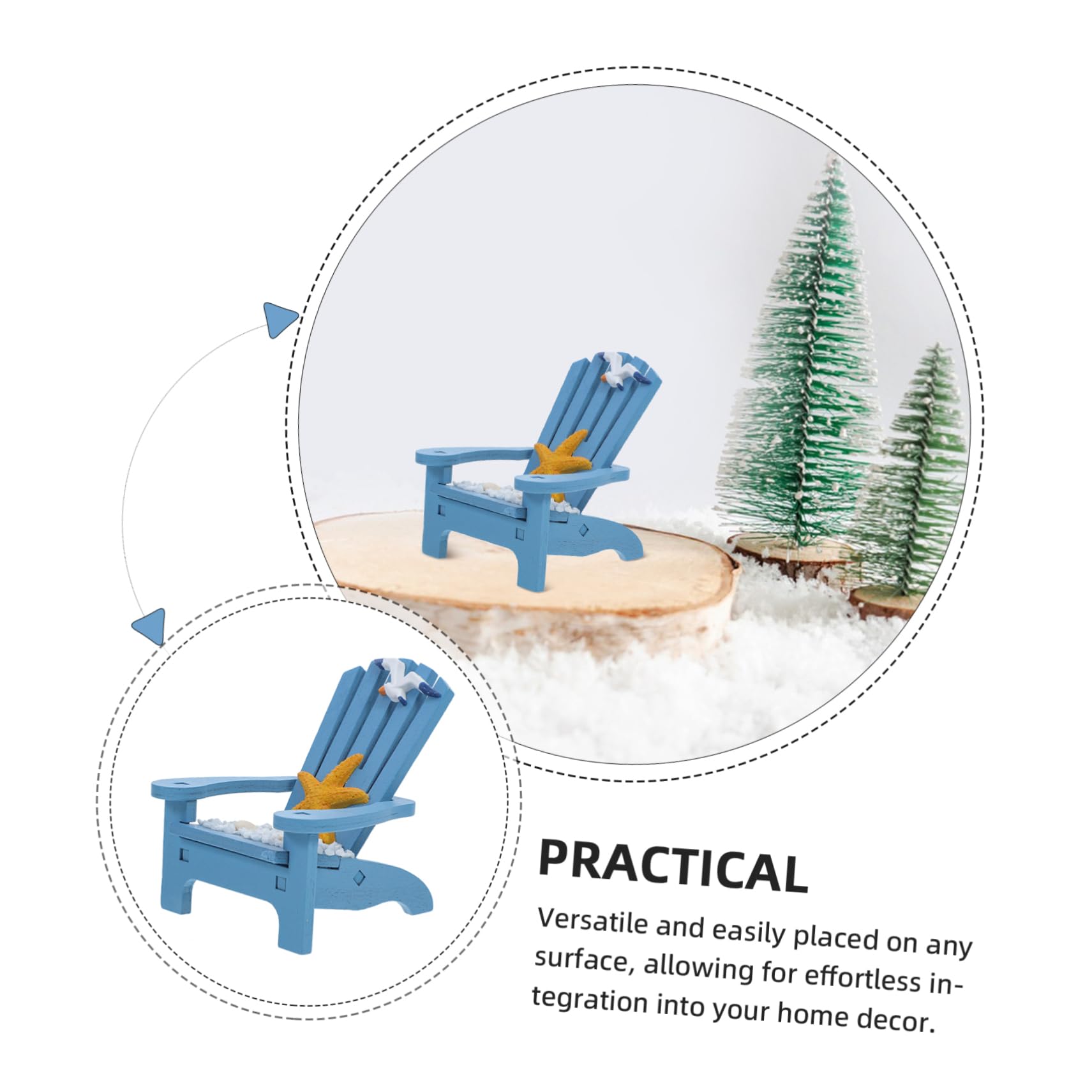 Miniature Wooden Beach Chairs - Nautical Cake Toppers & Fairy Garden Decor - Adirondack Style Deck Chairs for DIY Crafts, Wedding Centerpieces & Coastal Home Decor