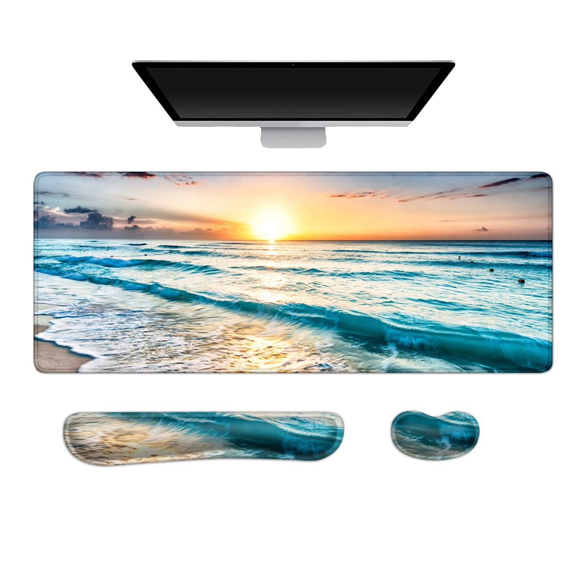 Ergonomic Keyboard Mouse Pad Set - XXL Gaming Desk Mat with Wrist Rest for Pain Relief | Perfect for Office & Gaming Setup