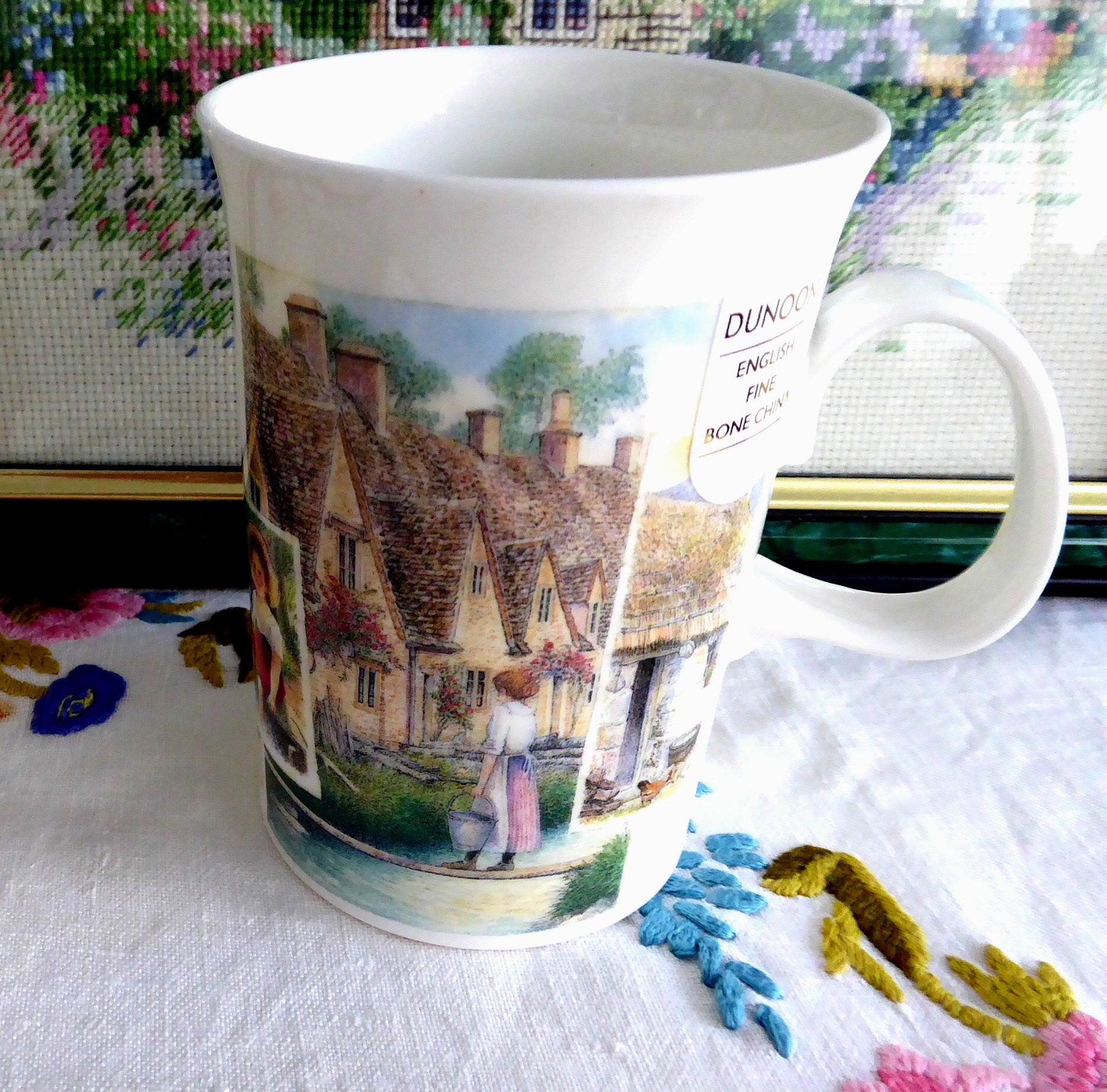 Dunoon Cottage Life Cotswold Stone Village Mug by Richard Partis 2007 | Ceramic Tea & Coffee Cup | Perfect for Home, Office & Gift Giving