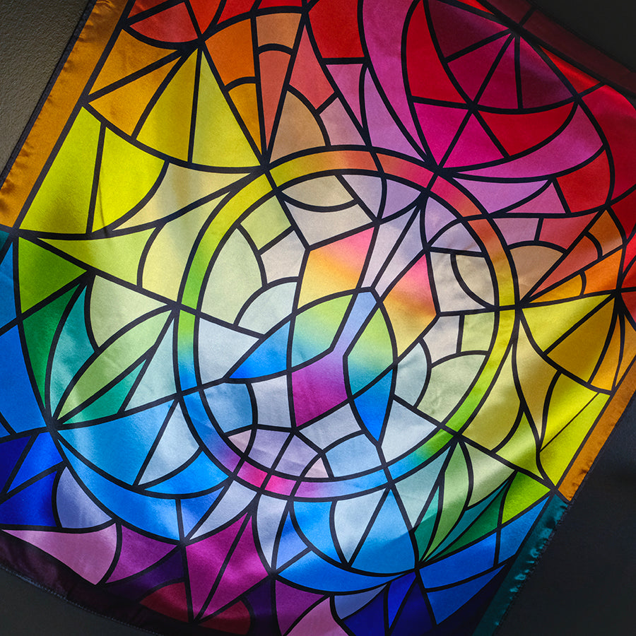 Elegant Stained Glass Collection Scarf - Handmade Silk Scarf for Women - Perfect for Church, Weddings & Special Occasions