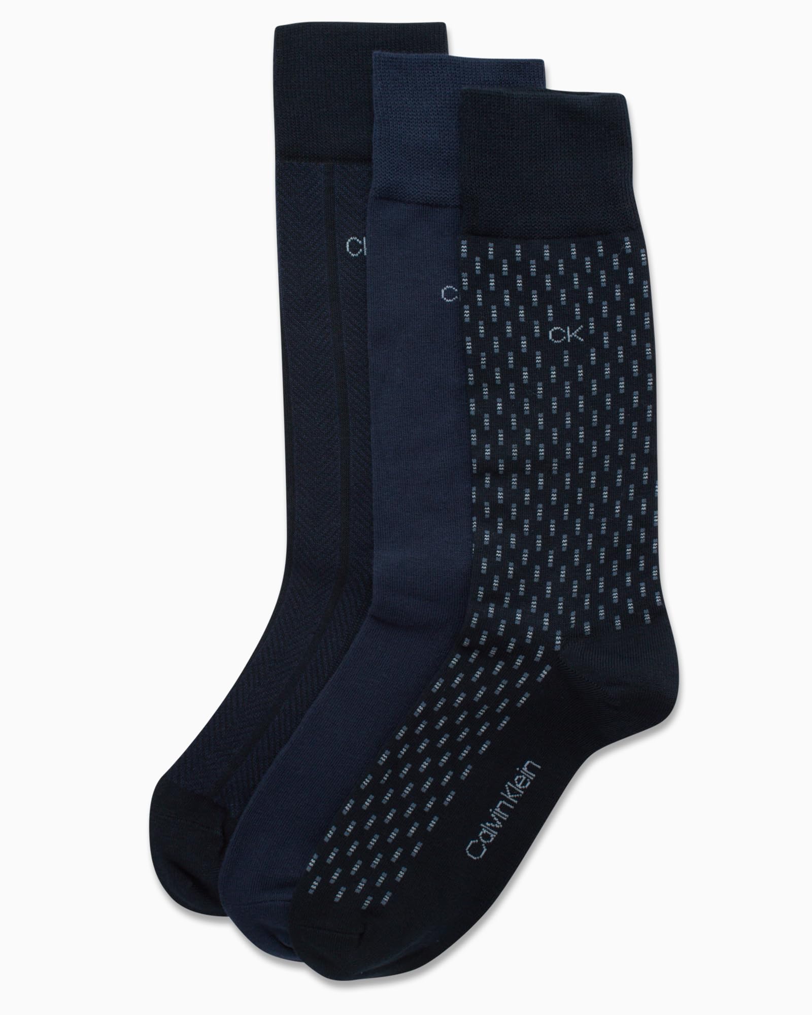 Calvin Klein Men's Dress Socks - Soft Non-Binding Cotton Crew Socks (3-Pack) for Business, Office & Formal Occasions
