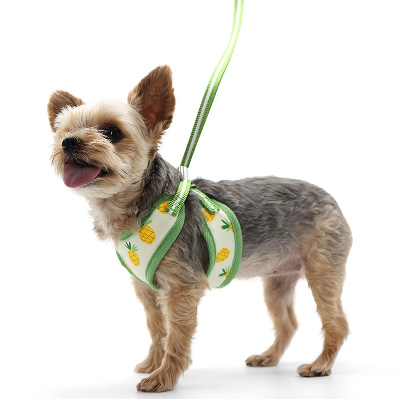 EasyGO Adjustable Pineapple Yellow Dog Harness - Soft & Breathable Pet Vest for Small to Medium Dogs - Perfect for Walking, Running & Outdoor Adventures