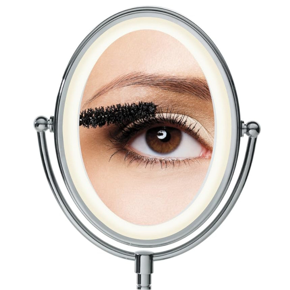 CONAIR TGBE51LEDWMC True Glow LED Oval Mirror - 7x Magnification Vanity Makeup Mirror with Adjustable Brightness for Home & Salon Use