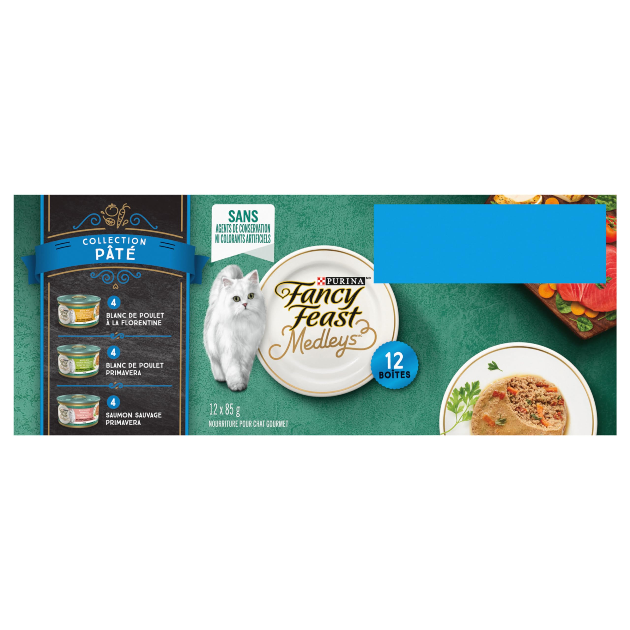 Fancy Feast Medleys Wet Cat Food Pate Variety Pack - 3 Delicious Flavors (12 x 85g Cans) | Gourmet Meal for Adult Cats | Perfect for Picky Eaters & Special Occasions