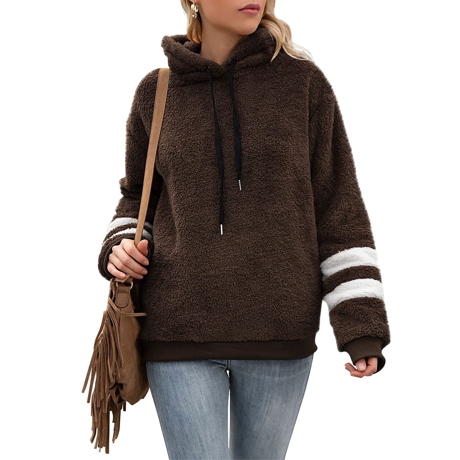 Women's Long Sleeve T-Shirts - Casual Hooded Pullover Sweater | Soft Plush Loose Fit Long Sleeve Shirt for Women | Perfect for Fall Layering, Winter Warmth & Casual Outfits
