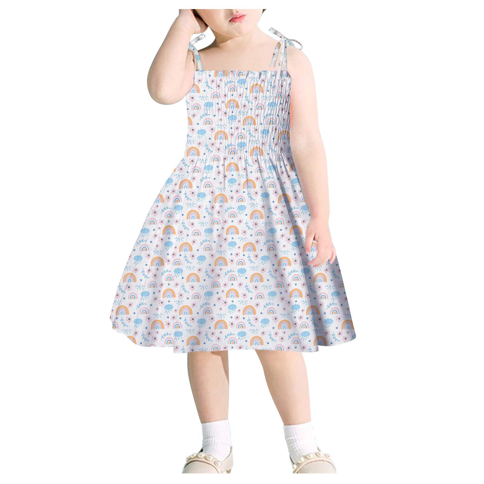 Adorable Rainbow Floral Slip Dress for Baby Girls - Cute Toddler Beach Dress for Summer Outings & Photo Shoots