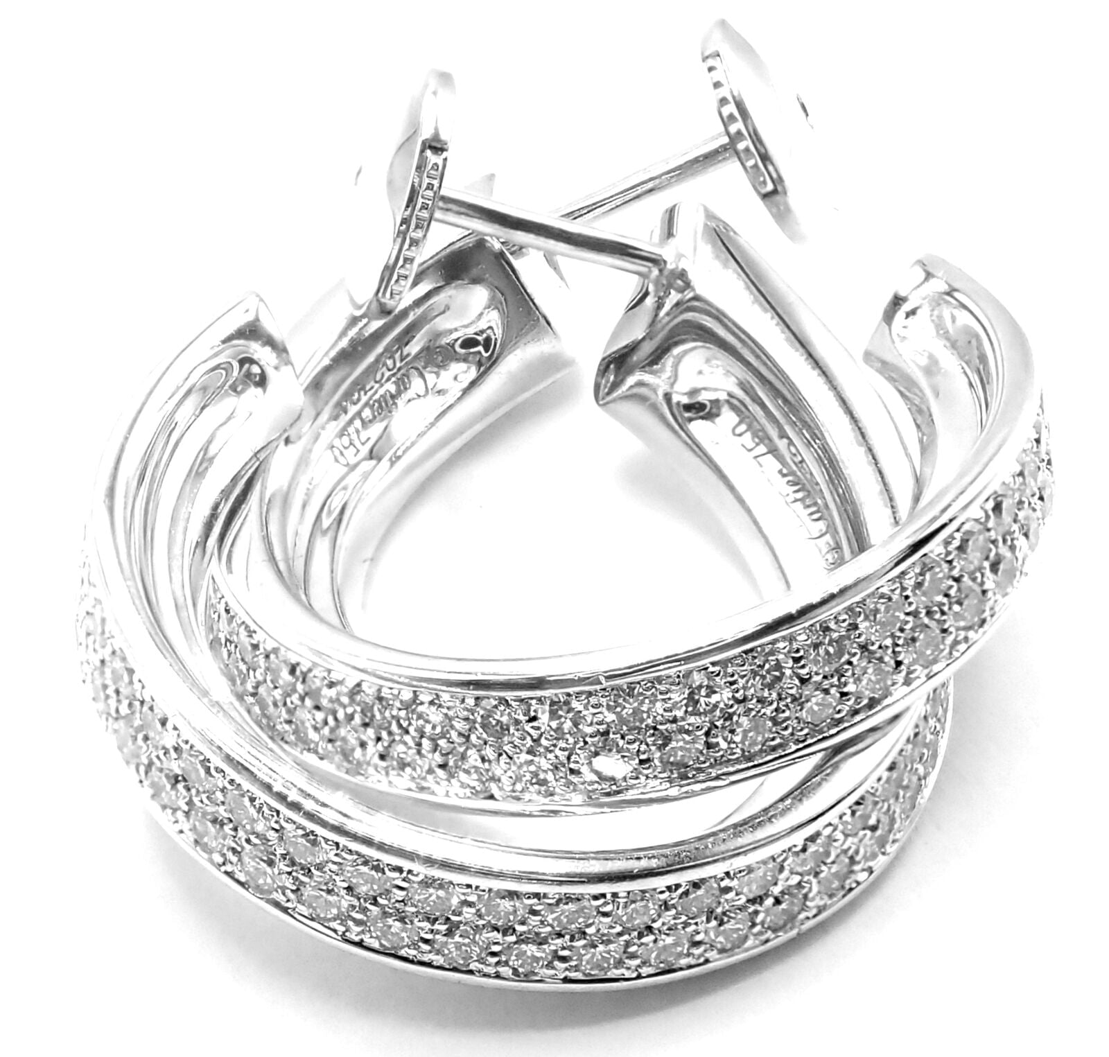 Authentic Cartier Panthere 18k White Gold Diamond Onyx Hoop Earrings - Luxury Jewelry for Women, Perfect for Weddings & Special Occasions