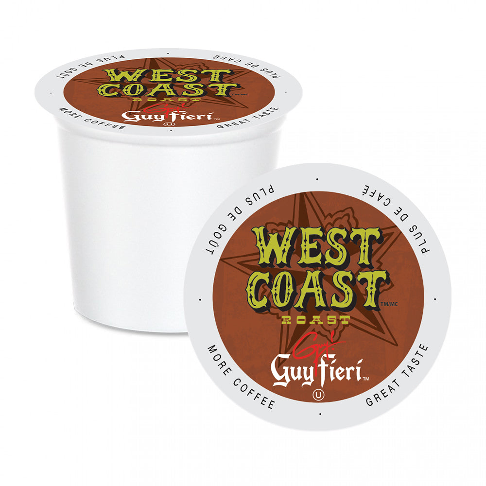 Guy Fieri West Coast Roast Single Serve Coffee Pods - 24 Count Pack for Keurig Machines | Bold & Smooth Flavored Coffee for Home, Office & Morning Energy Boost