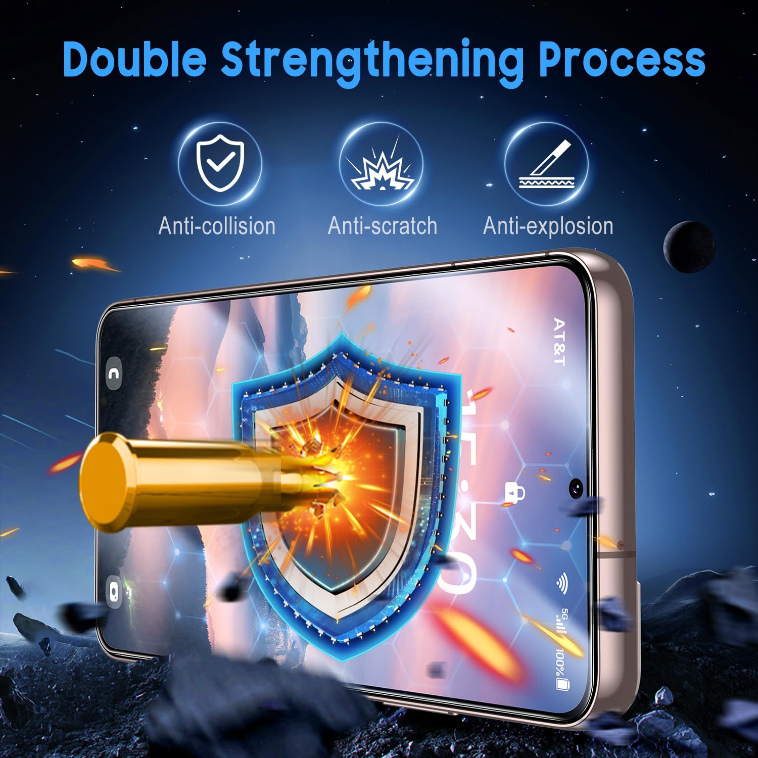Samsung Galaxy S22 Screen Protector - 2 Pack, Unbreakable with Ultrasonic Fingerprint & Auto-Alignment for Perfect Fit - Home & Office Use