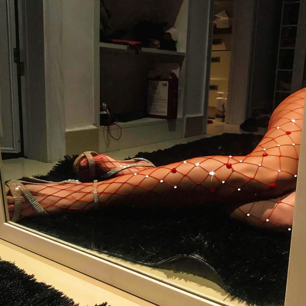 Sparkly Rhinestone Fishnet Stockings for Women - High Waist Sexy Mesh Thigh High Tights Pantyhose | Perfect for Party, Cosplay, Halloween & Night Out