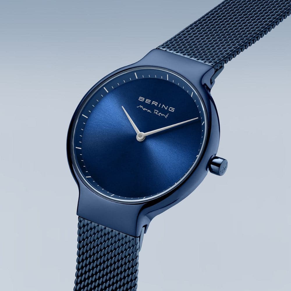 Bering Max Rene Blue Dial Men's Watch with Milanese Strap - Model 15531 397 - Luxury Dress Watch for Business & Formal Occasions