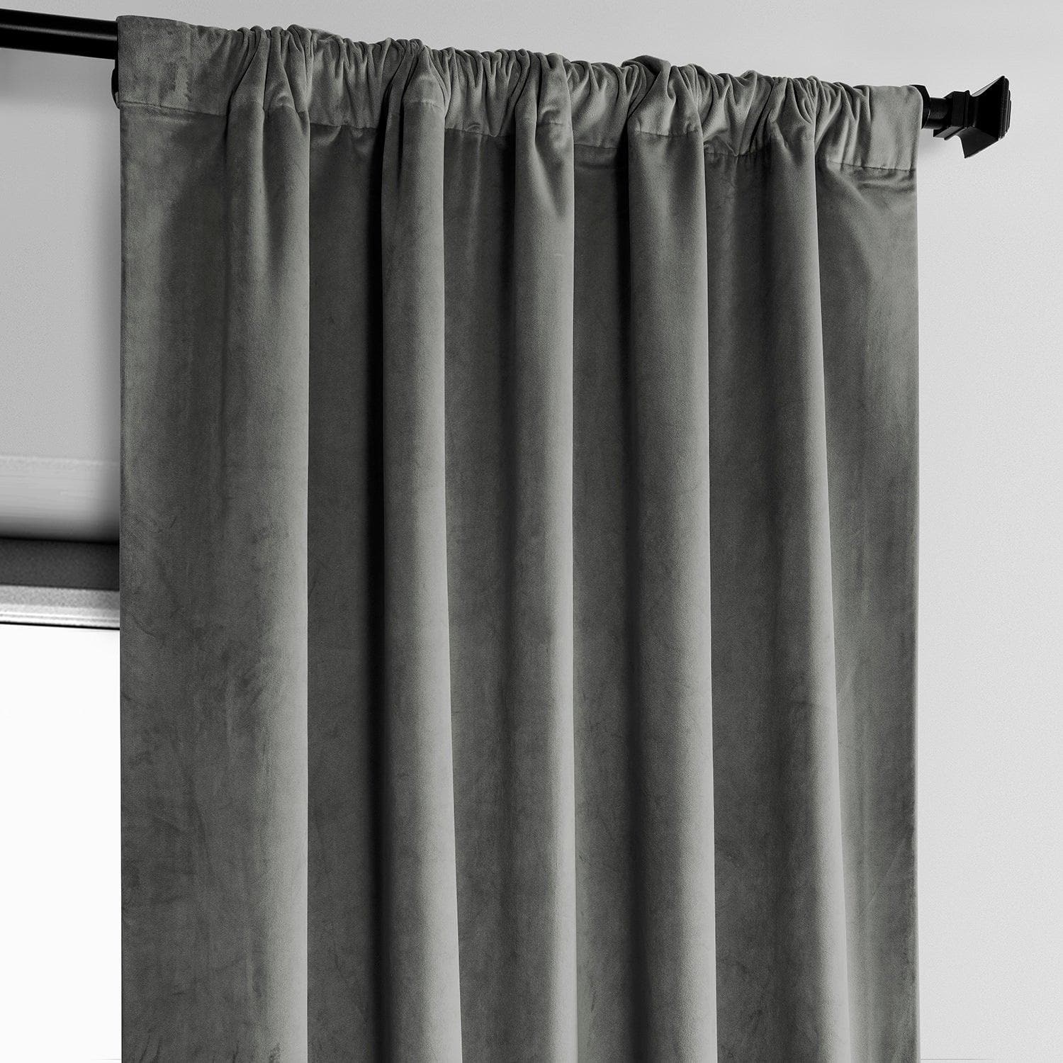 Destiny Grey Heritage Plush Velvet Blackout Curtains for Bedroom - Thermal Insulated Noise Reducing Window Drapes for Living Room & Nursery