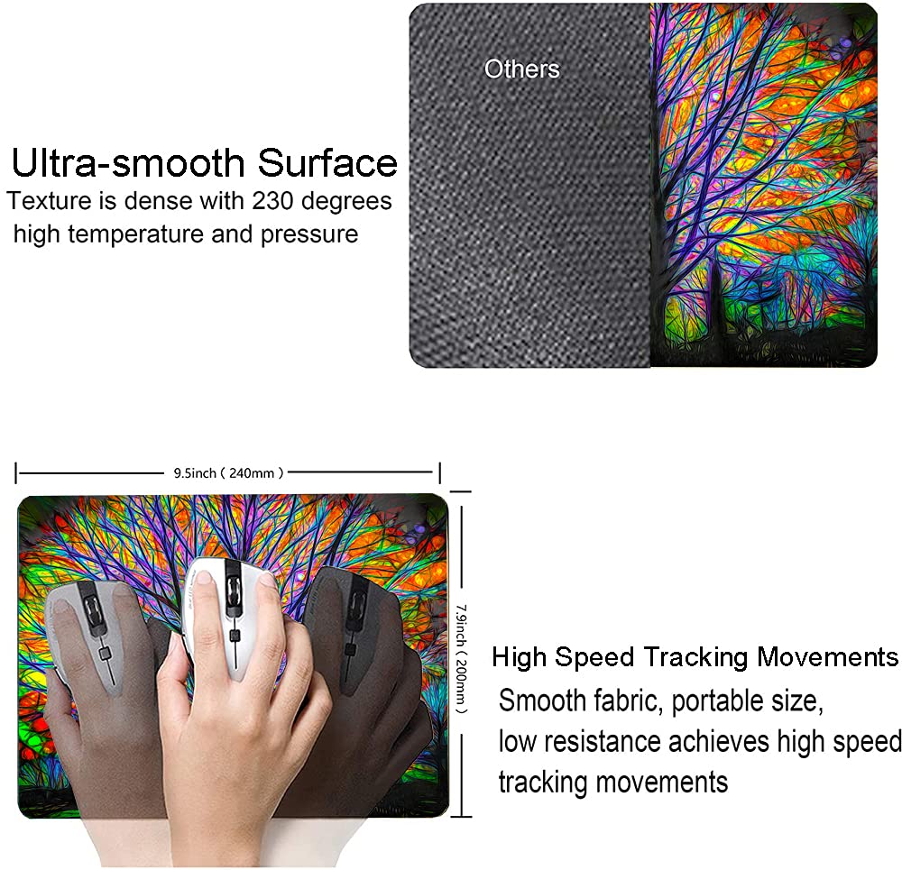 Custom Tree Design Mouse Pad - Non-Slip Rubber Base, Waterproof Square Mousepad for Office & Laptop (9.5
