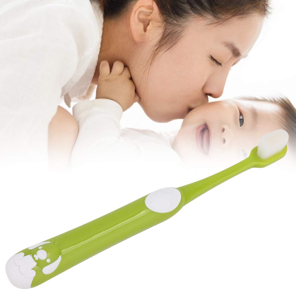HURRISE Extra Soft Kids Toothbrush for Sensitive Teeth & Tongue - Gentle Silicone Manual Toothbrush for Children & Babies - Safe Dental Cleaning Oral Care (Green) - Perfect for Daily Brushing & Toddler Dental Hygiene