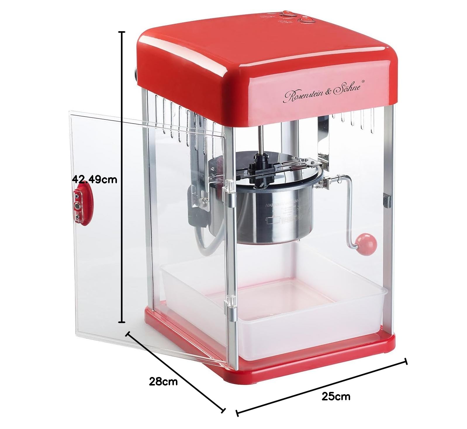 Rosenstein & Söhne Popcorn Maker Machine - 8oz Capacity, Hot Air Popper for Healthy Snacks, Perfect for Movie Nights, Home Theater, and Family Gatherings