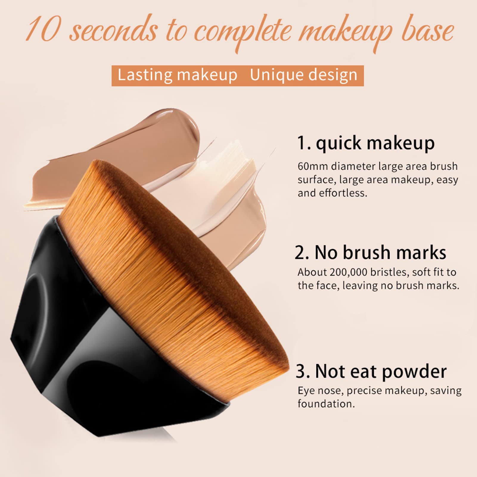 4-Pack Flat Foundation Makeup Brushes with Caps for Women & Girls - Perfect for Travel & Daily Use