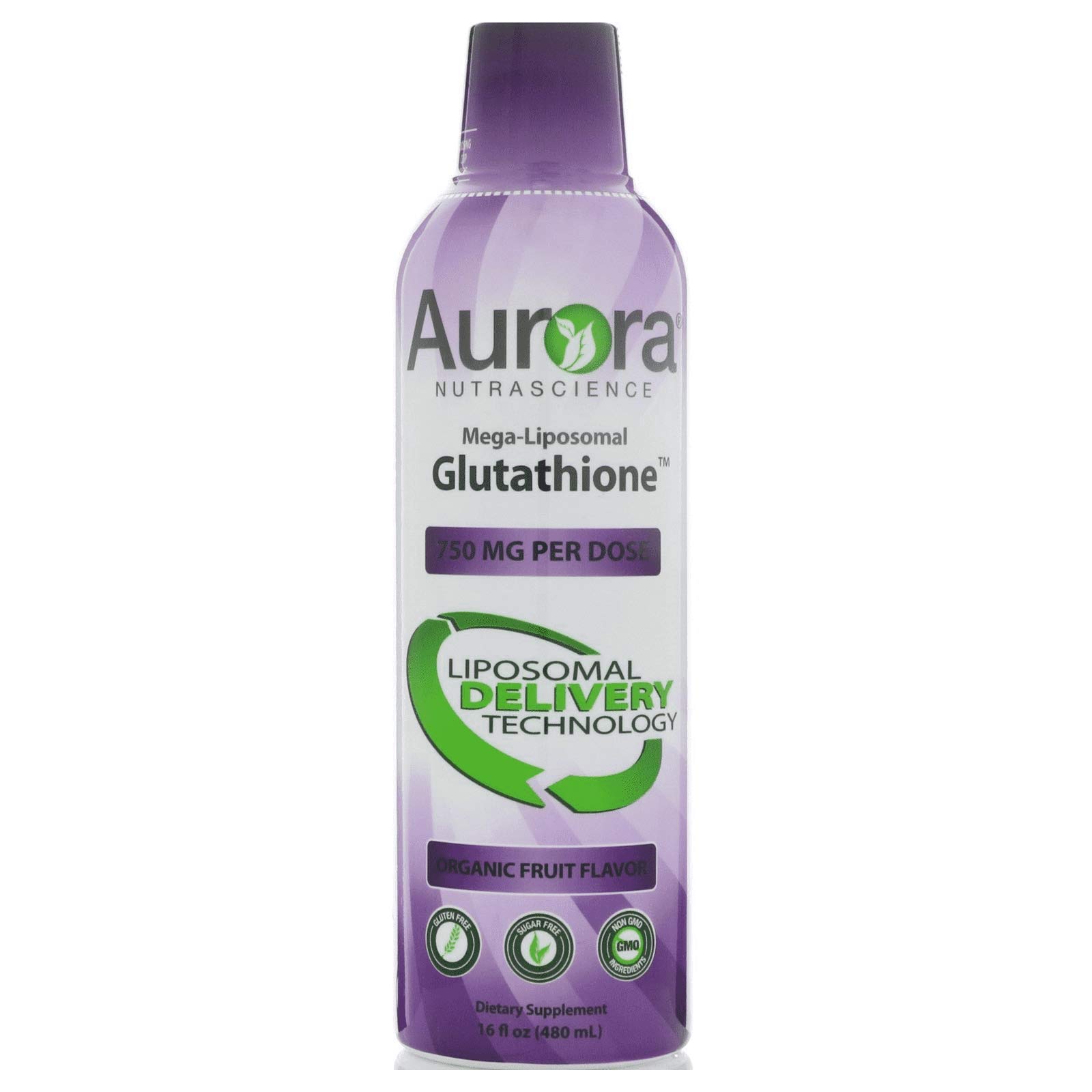 Aurora Mega-Liposomal Glutathione Supplement - 750mg per Serving - Natural Fruit Flavor (16oz Bottle) for Immune Support & Detox - Perfect for Daily Wellness Routine