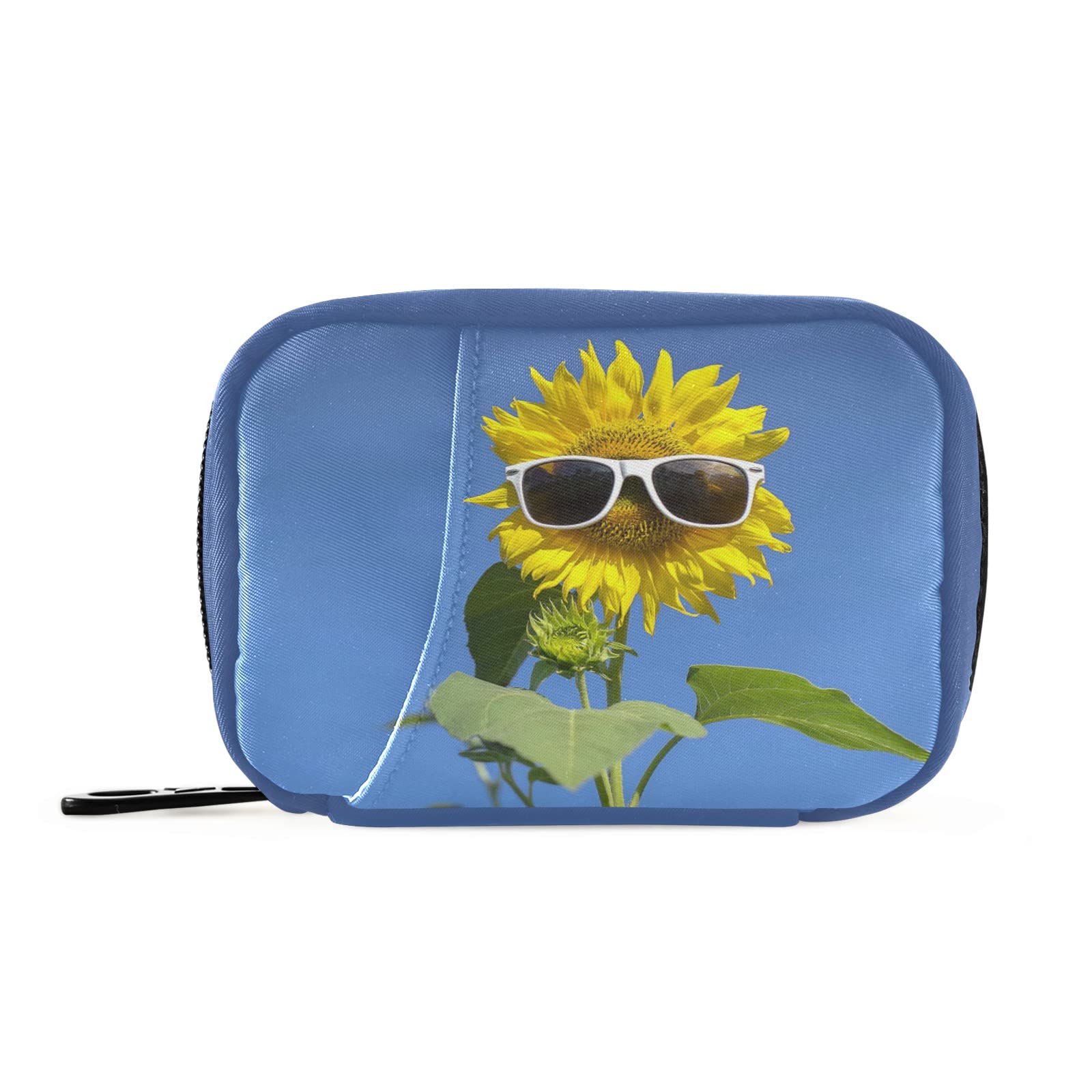 Funny Sunflower 7-Day Pill Organizer - Portable Travel Pill Case with Zipper for Vitamins & Medication | Compact Weekly Pill Box for Home, Office & Travel Use
