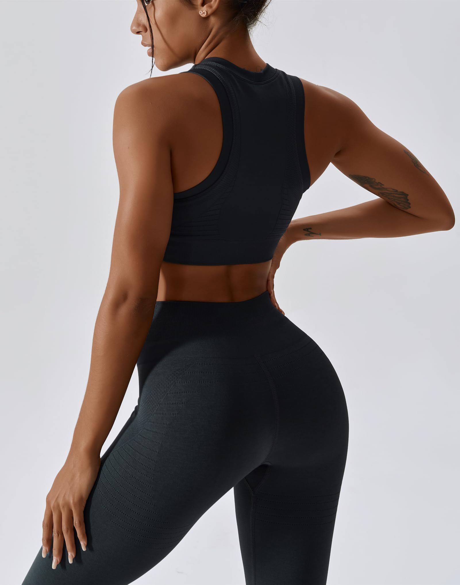 ABOCIW Women's Seamless Workout Sets - Racerback Sports Bra & High Waist Yoga Leggings 2-Piece Gym Outfit for Running, Pilates & Fitness Training