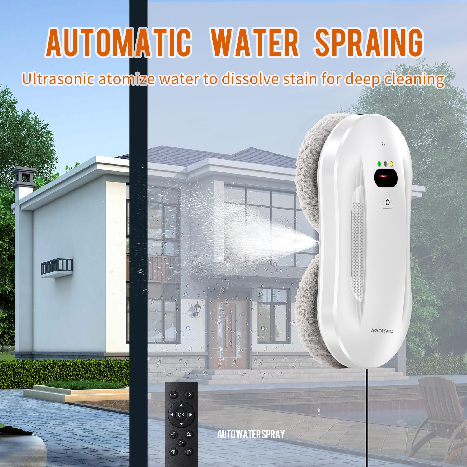 Smart Window Cleaning Robot with Auto Water Spray & Navigation - Automatic Indoor/Outdoor Glass Cleaner with Triple Safety System, Edge Detection & Remote Control | Perfect for High-Rise Buildings, Skylights & Hard-to-Reach Windows