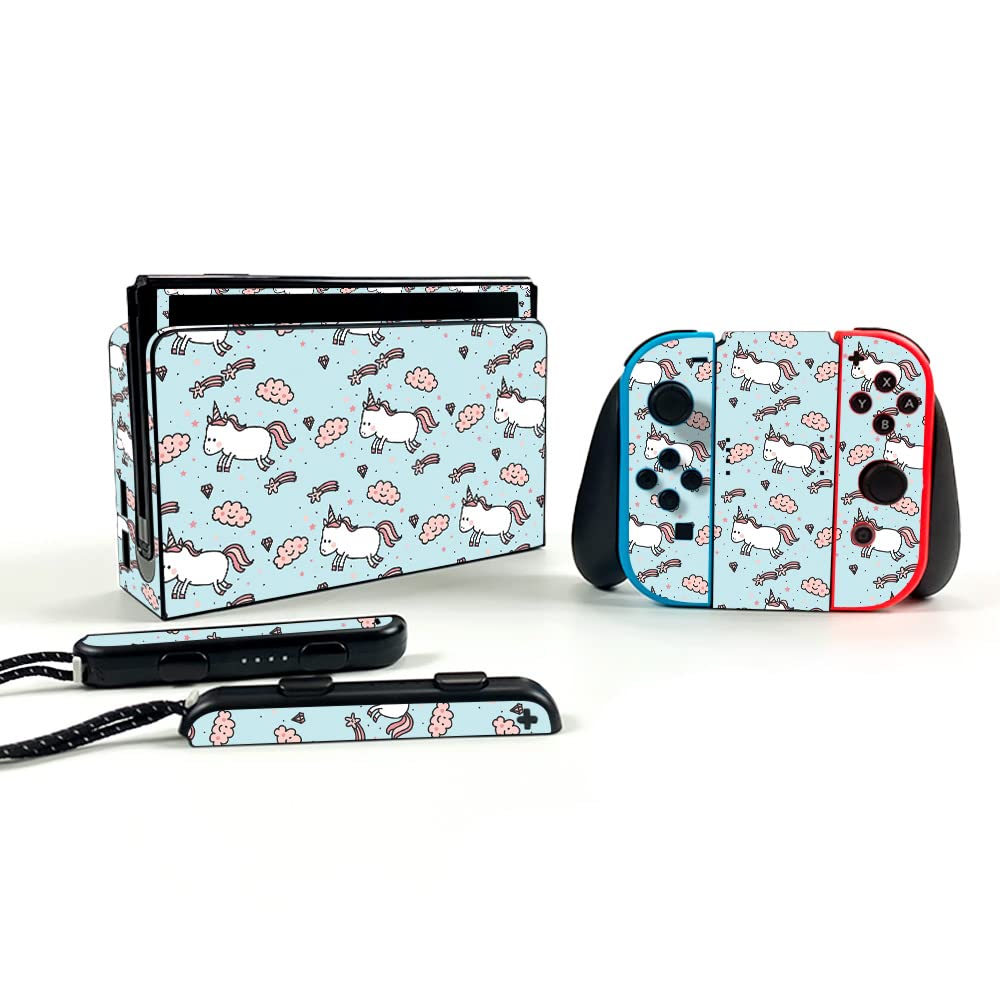 MightySkins Vinyl Decal Wrap Cover for Nintendo Switch OLED - Cute Unicorns Design | Protective & Durable Skin | Easy to Apply & Remove | Made in USA | Perfect for Gaming, Travel, and Personalization