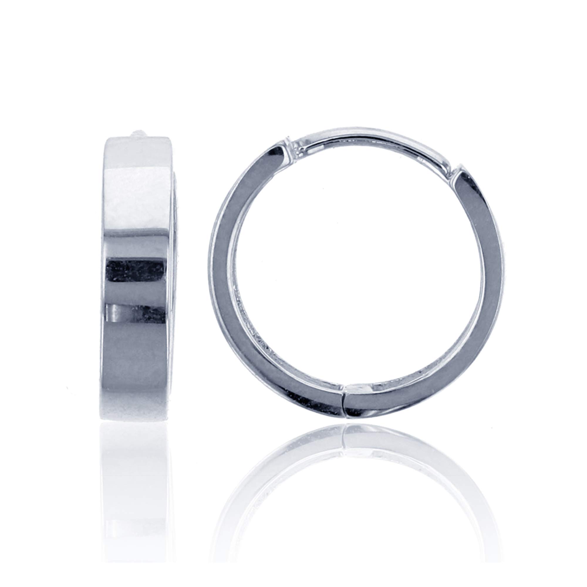 14K Yellow or White Gold High Polished Huggie Hoop Earrings for Women | 3x12mm Small Minimalist Hoops | Everyday, Work & Special Occasion Jewelry Gift