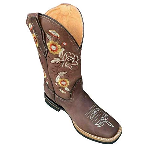 Dona Michi Women's Western Cowgirl Boots - Genuine Leather Square Toe Rodeo Boots for Country Dancing, Horse Riding & Casual Wear