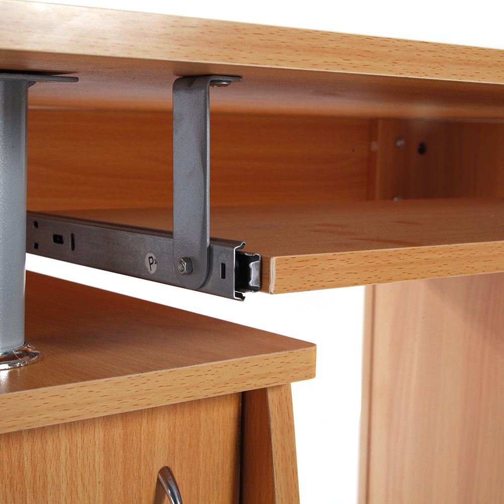 Wooden Computer Desk with Drawers & Keyboard Tray - Spacious Writing Study Table for PC, Laptop & Notebook - Perfect for Home Office, Gaming Setup & Remote Work