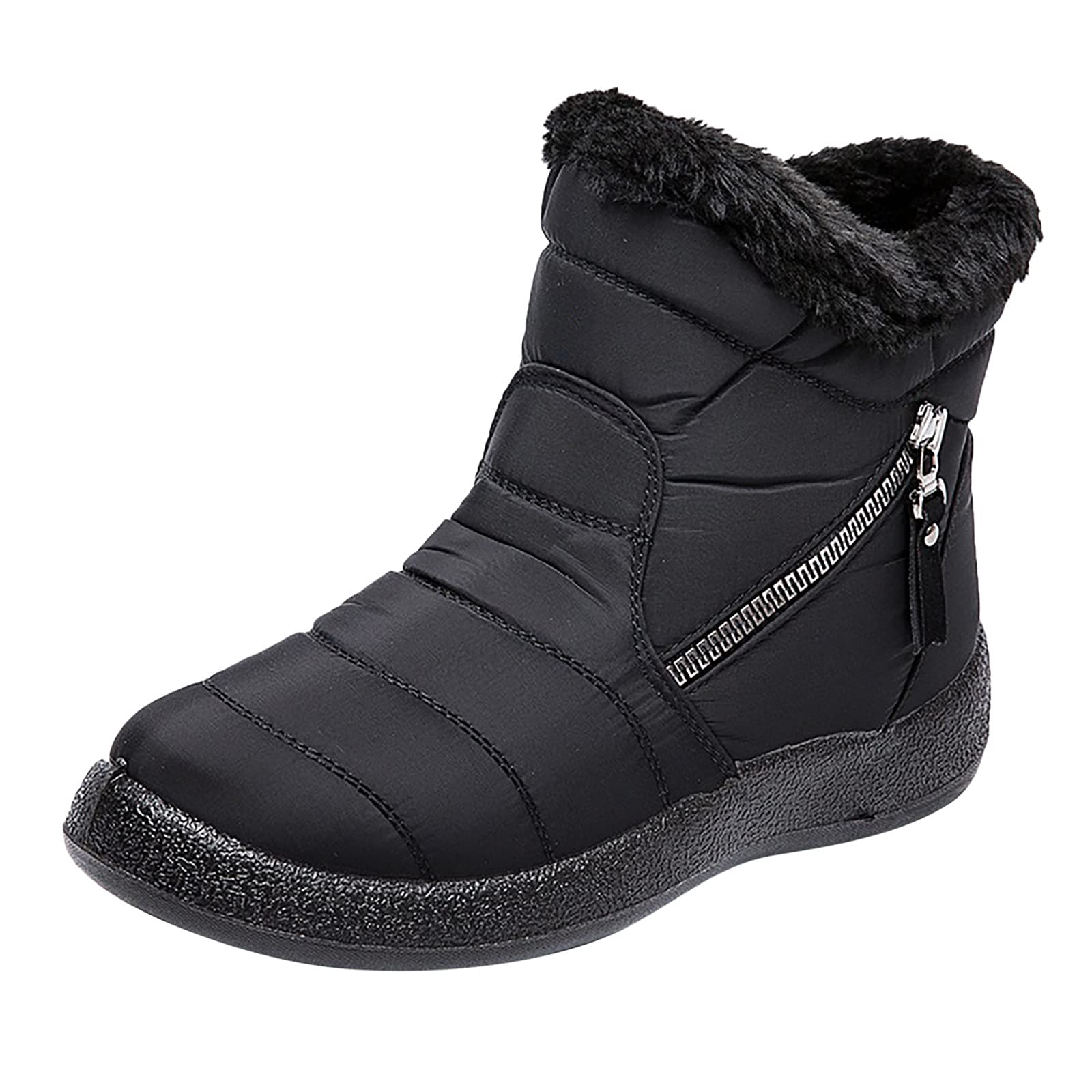 Women's Waterproof Winter Snow Boots - Velvet Ankle Boots with Zipper, Warm Platform Shoes for Women (Black, Size 9) | Perfect for Snowy Days, Outdoor Activities & Cold Weather Fashion