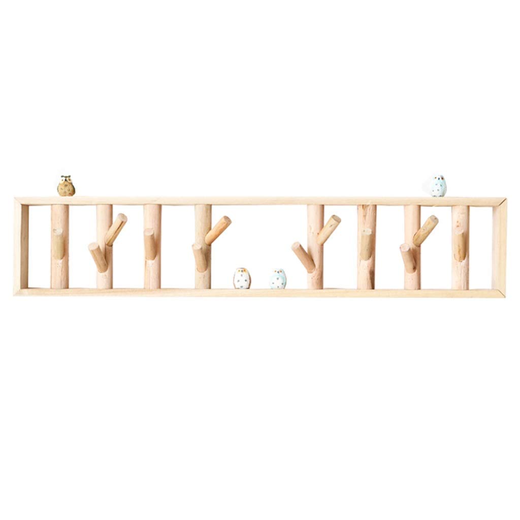 Wall Mounted Bamboo Coat Rack & Key Holder - Multi-Purpose Hooks for Storage in Hallway, Foyer, Closet & Living Room (Wood Color) - Perfect for Organizing Jackets, Hats, Bags & Keys at Home