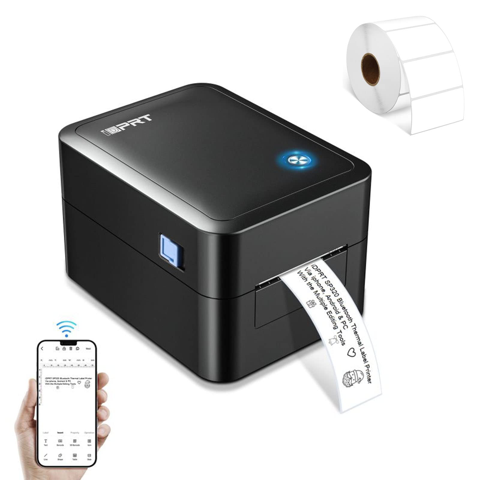 iDPRT Bluetooth Thermal Label Printer for Shipping & Packaging - Compatible with 2.28”×1.18” (58mm×30mm) White Thermal Labels - Perfect for E-commerce, Warehouse & Small Business Use