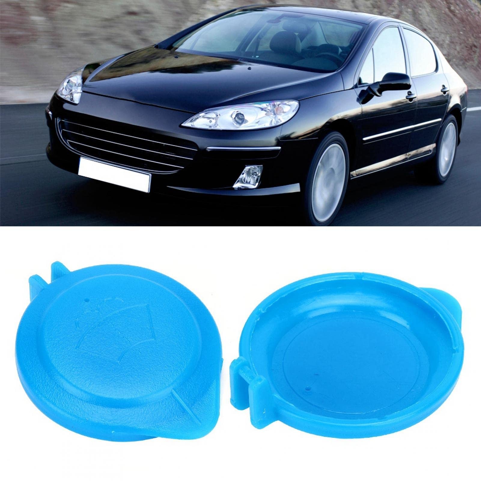 Peugeot 407 3008 5008 & Citroen C5 C6 Windshield Washer Fluid Tank Cap Lid Replacement 643237 - Durable Wiper Sprayer Cover for Car Maintenance & Winter Driving Prep