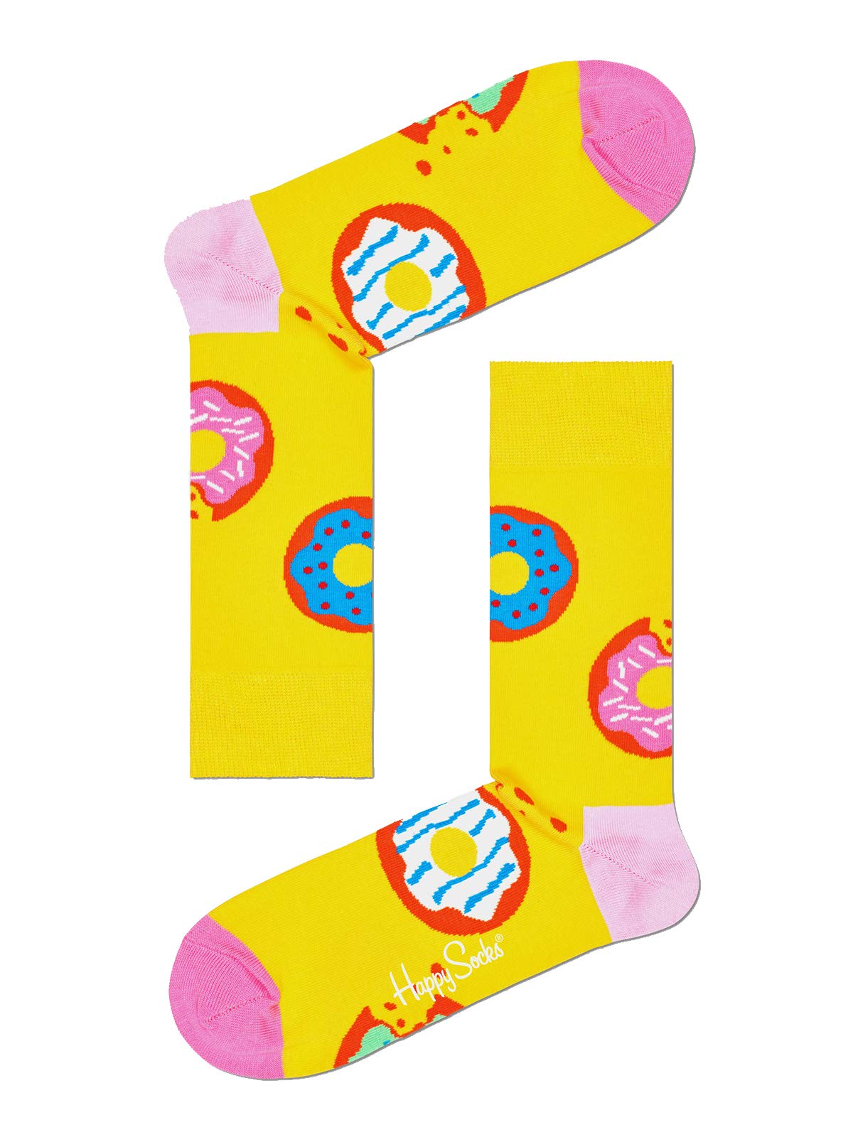 Happy Socks Unisex Printed Jumbo Donut Combed Cotton Socks - Medium Yellow (US Size 10-13) | Fun Novelty Socks for Men & Women, Gift Idea for Donut Lovers, Comfortable Casual & Party Wear