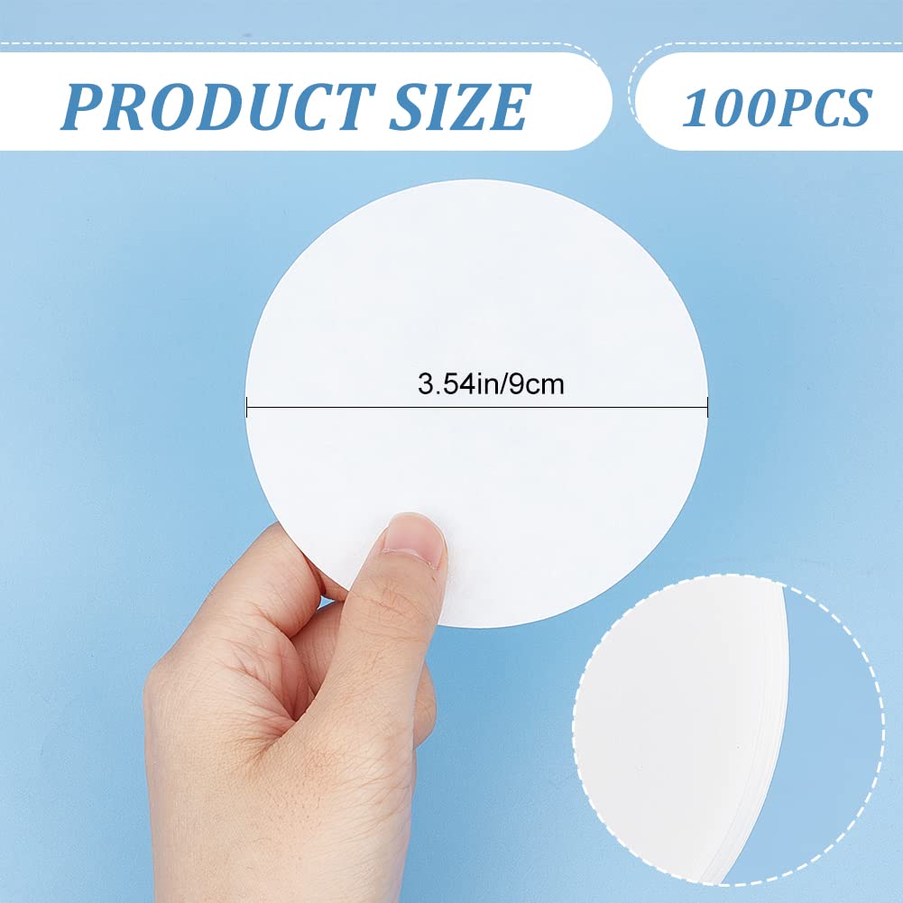GORGECRAFT 100PCS 90mm High-Quality Synthetic Filter Discs - Cellulose Filter Paper for Buchner Funnel, Medium Speed Filtration, Mushroom Cultivation & Lab Use - Ashless, Circular Funnel Filters for Scientific Experiments & Coffee Brewing