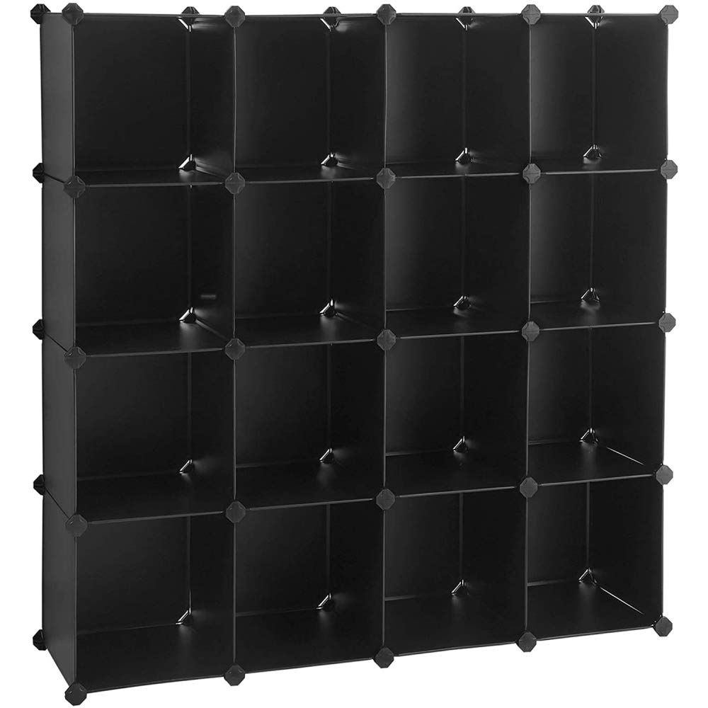 16-Cube Storage Shelf Organizer - Black Bookcase for Closet, Books & Home Decor | Perfect for Bedroom, Living Room & Office Organization