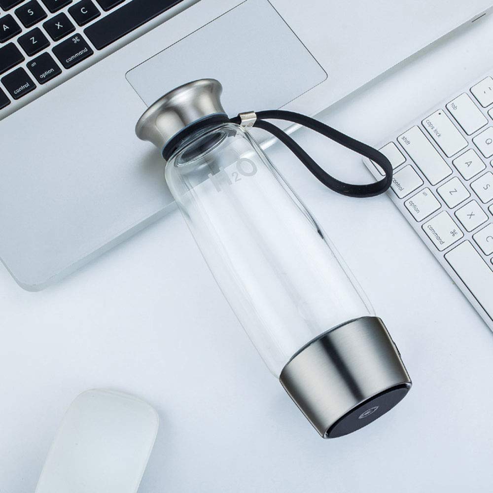Hydrogen Rich Water Bottle with Generator - 400ml Portable USB Rechargeable High Borosilicate Glass Cup for Anti-Aging, Energy Boost & Sports | Perfect for Gym, Travel & Daily Hydration